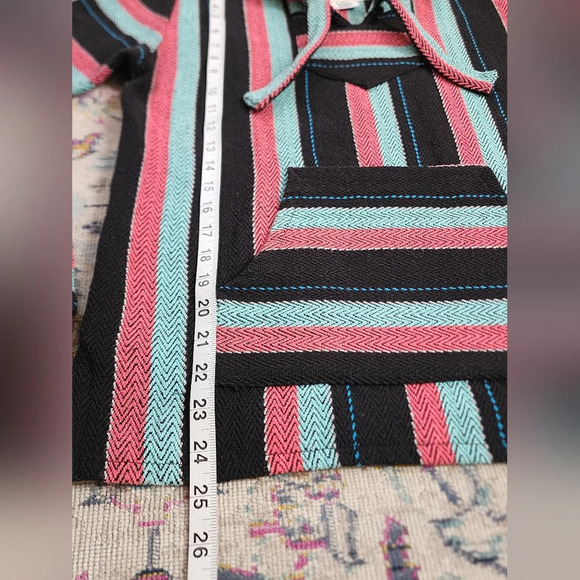 Original Senor Lopez Baja Pullover Hoodie Multicolor Stripe Shirt Made Mexico M - Picture 7 of 14